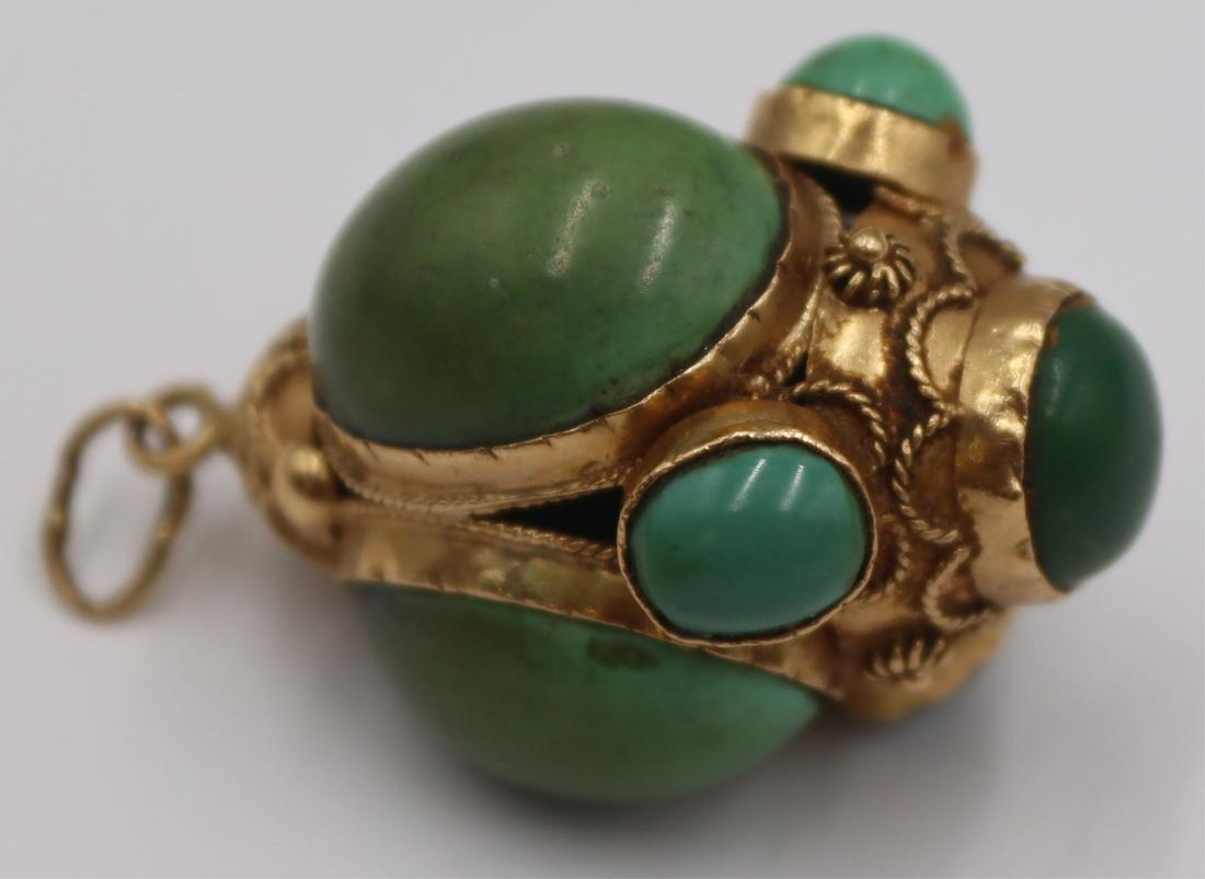 JEWELRY. Italian? Oversized 18kt Gold & Turquoise (1 of 8)
