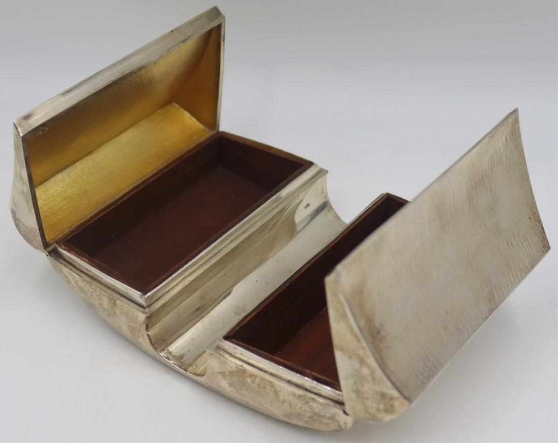 SILVER. English Silver Double Cigarette Humidor. (1 of 11)