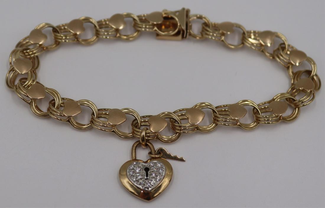 JEWELRY. 14kt Gold Charm Bracelet and Charm. (1 of 6)