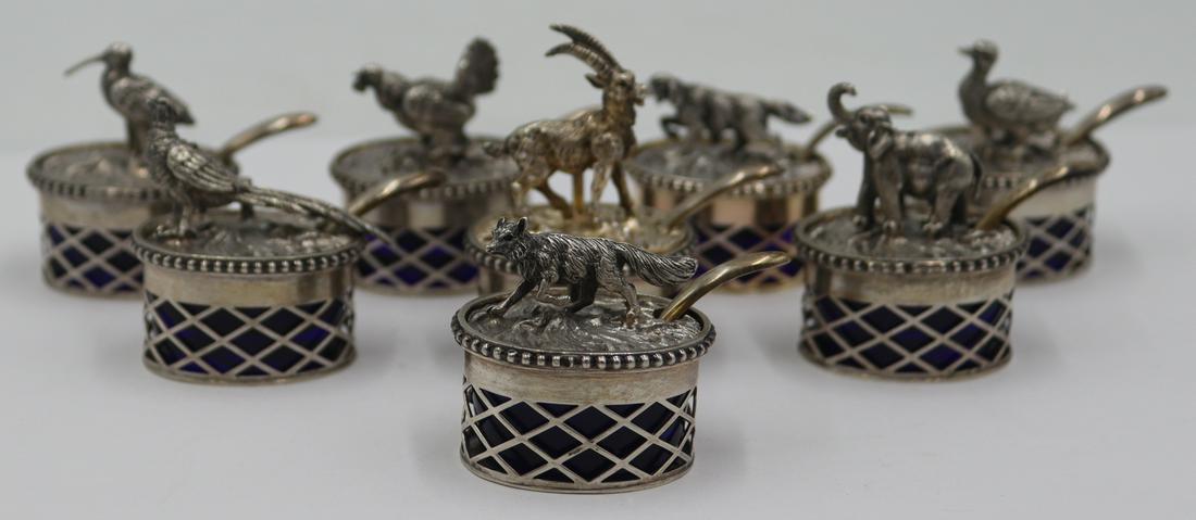 SILVER. (8) Italian .800 Place Card/Open Salts. (1 of 18)