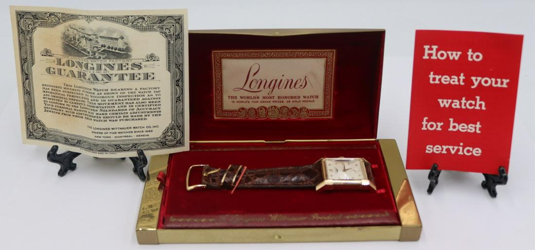 JEWELRY. Men's Longines 14kt Yellow Gold Watch. (1 of 14)