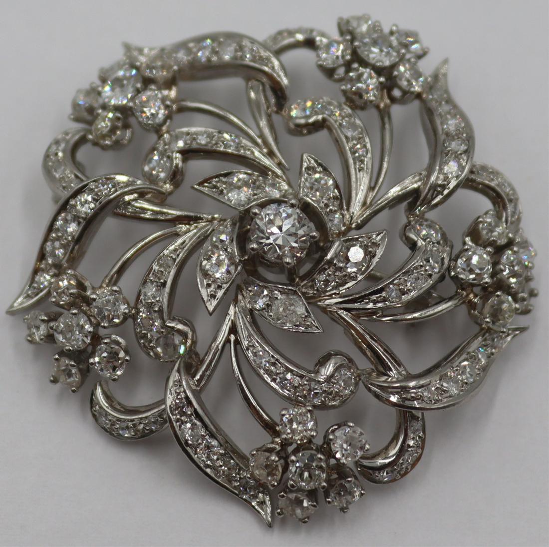 JEWELRY. Vintage Platinum and Diamond Brooch. (1 of 5)