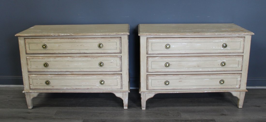 Pair Vintage Distressed Style 3 Drawer Chests. (1 of 5)