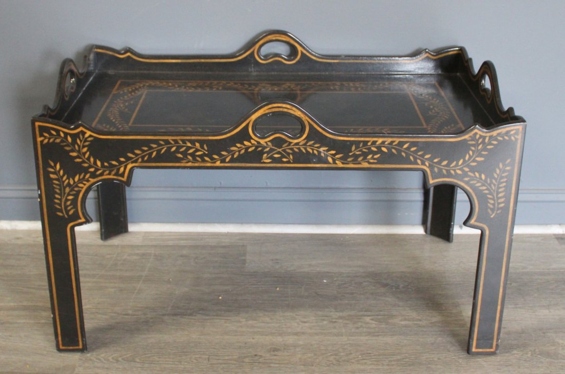 Vintage, Ebonized & Gilt Decorated Coffee Table. (1 of 5)
