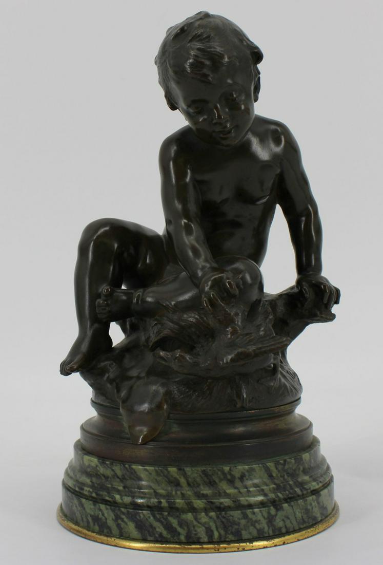Auguste Moreau (FR 1826 - 1897) Bronze Sculpture: Nice original brown patina and finely executed. Signed on the base. From a Rye, NY estate. - Dimensions: 9"