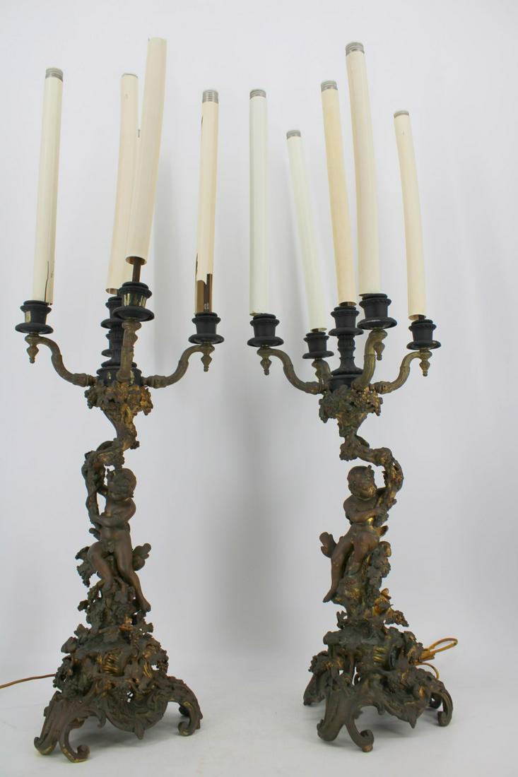 An Antique Pair Of Rococo Bronze Candelabra. (1 of 14)