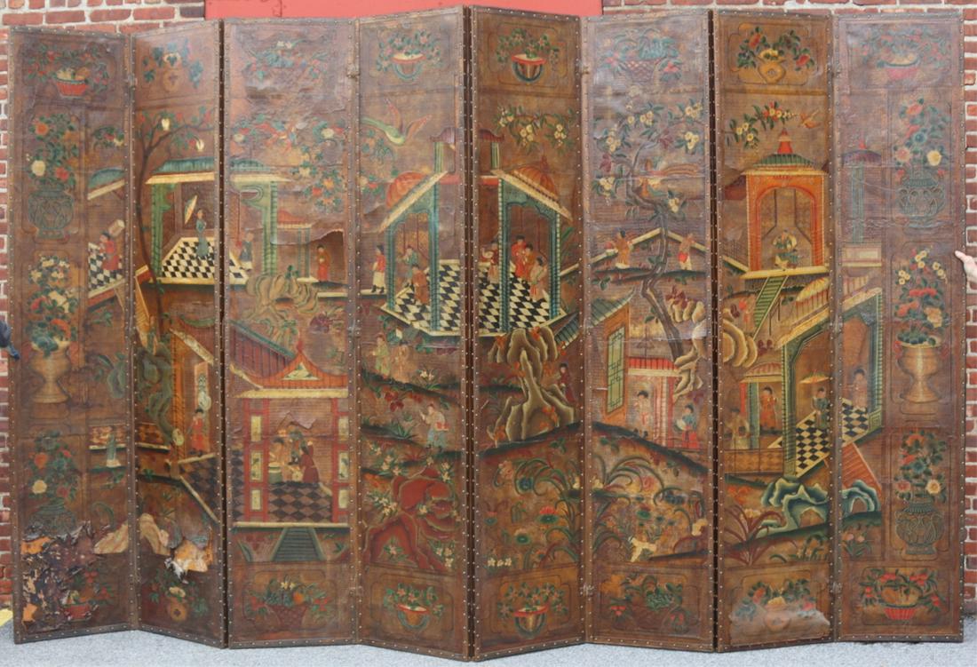 Ex-Sotheby's Asian 8-Panel Lacquered Screen. (1 of 20)