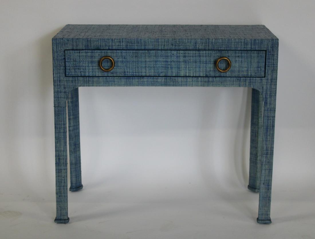 Karl Springer Style Linen Wrapped Console. (1 of 8)