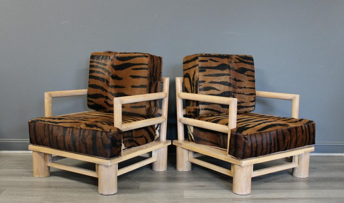 A Pair Of Hide Upholstered Arm Chairs In The (1 of 5)