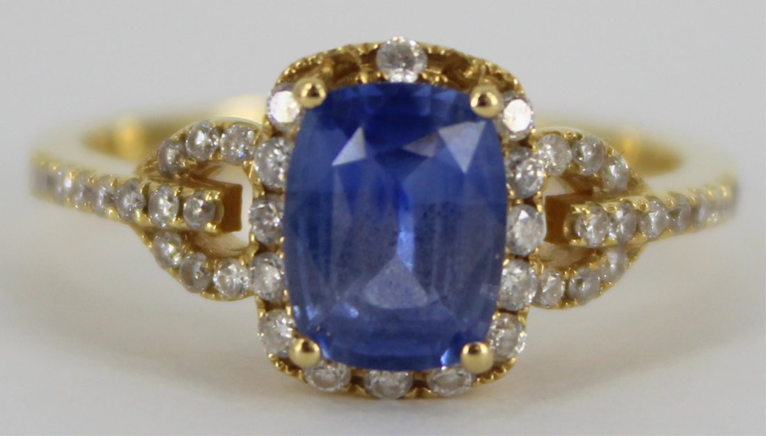 JEWELRY. Signed 18kt Colored Gem and Diamond Ring. (1 of 7)