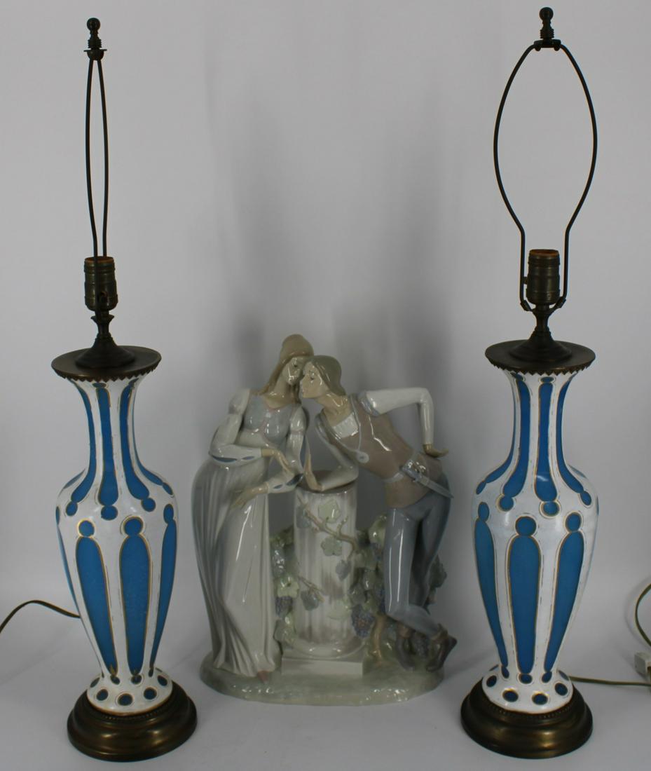 An Antique Pr Of Bohemian Glass Lamps Together (1 of 5)