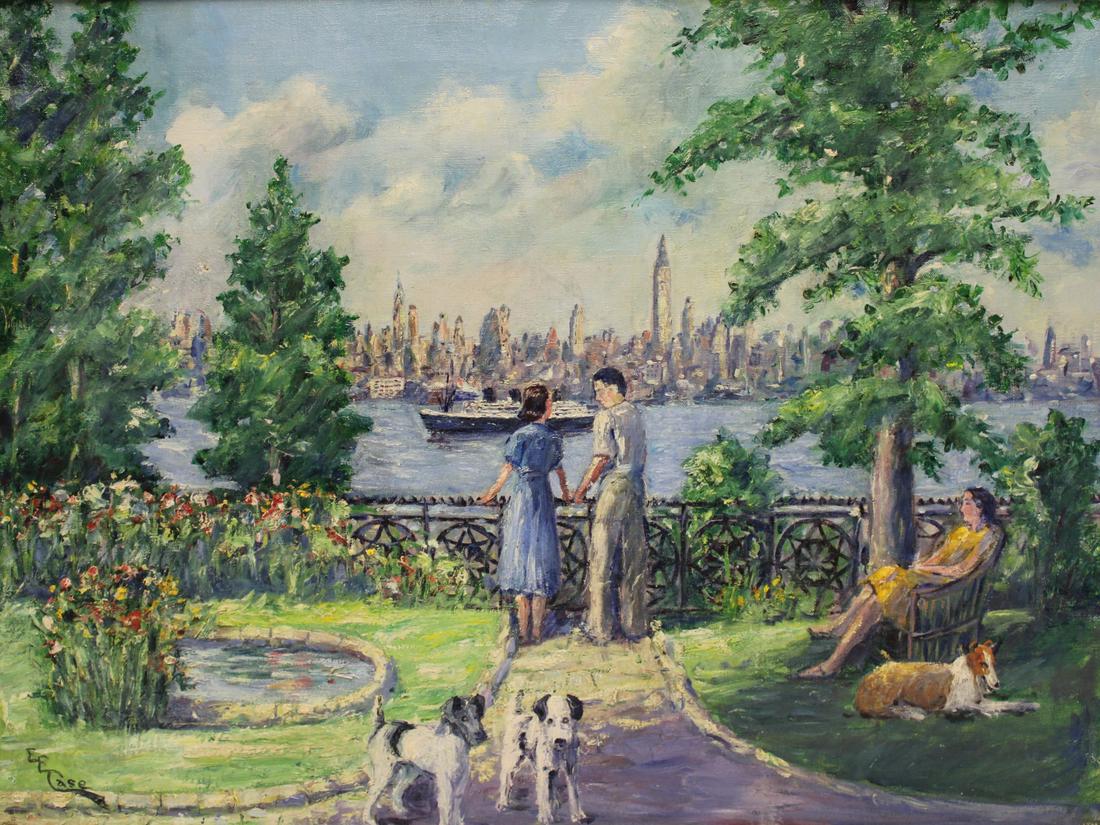 E. E. Case Signed Oil On Canvas, City View. (1 of 4)