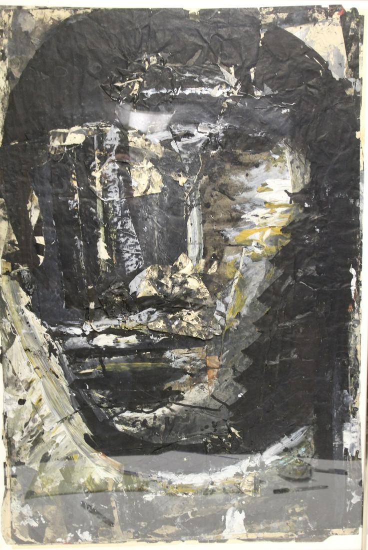 Unsigned Watercolor/Oil Collage On Paper. (1 of 5)