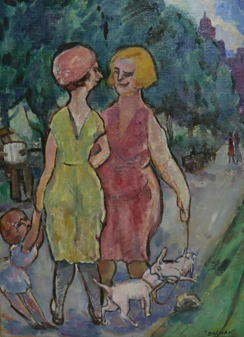Aaron Berkman (NY 1900 - 1991) Women Walking Dogs (1 of 4)