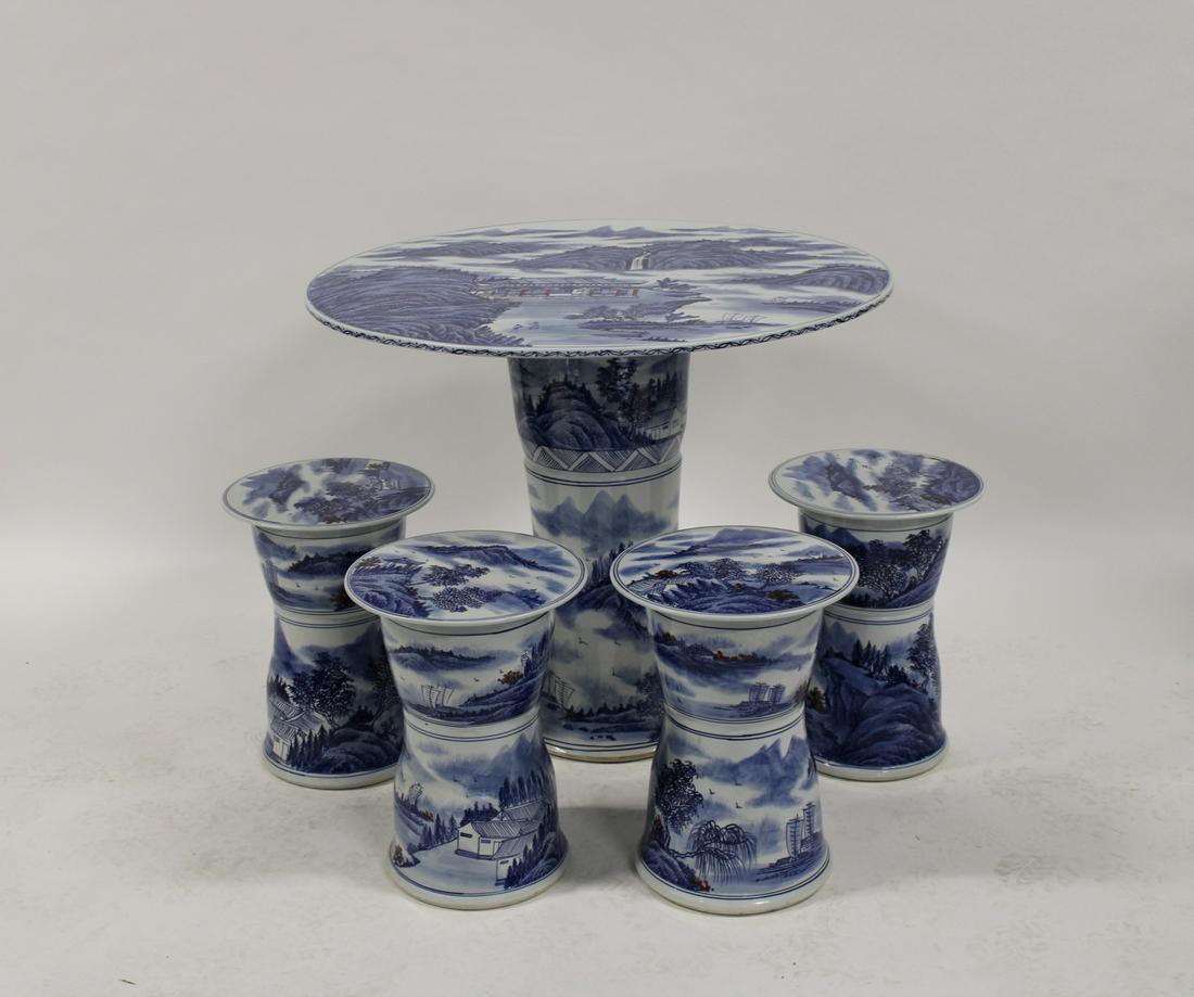 Vintage Blue And White Asian Style Porcelain Table (1 of 5)