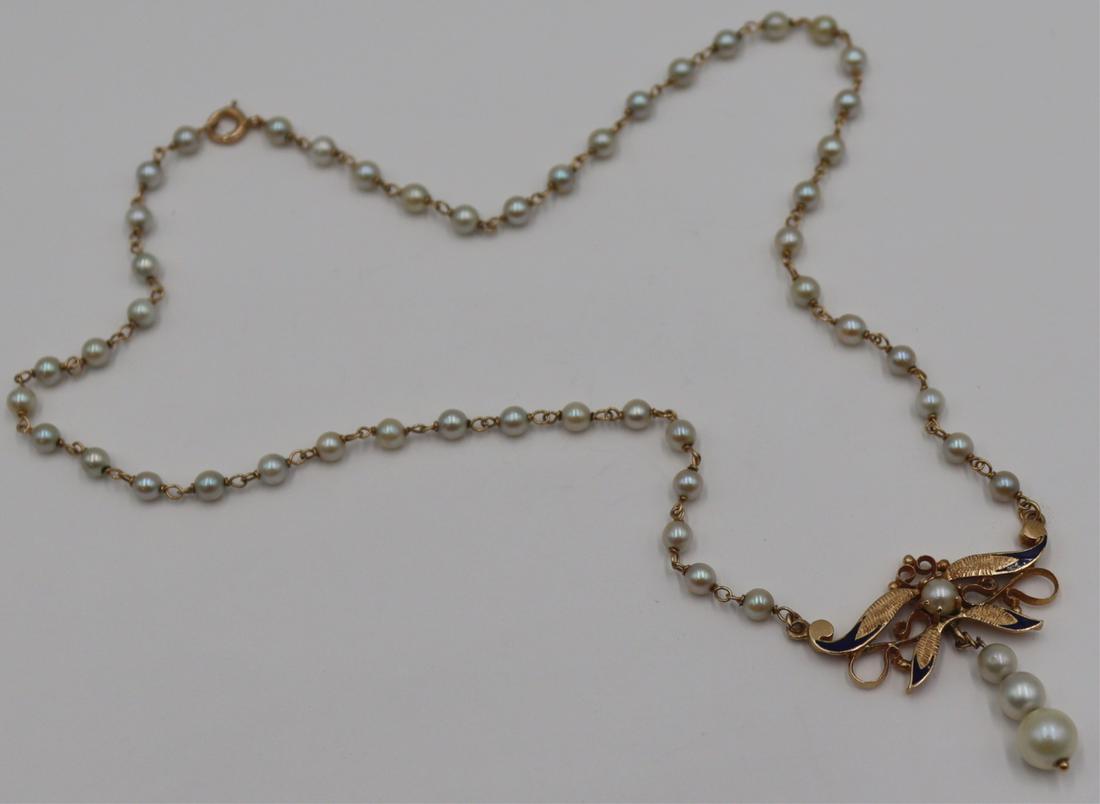 JEWELY. 14kt Gold, Pearl and Enamel Butterfly (1 of 7)