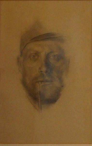 ZERLACHER, Ferdinand. 1918 Pencil Portrait: of Austrian Soldier. Faintly signed lower center, partially obscured by mat. Ferdinand Zerlacher, Austrian, 1877-1923. Exhibited with Klimt and Schiele as part of the Vienna Secessionists. From a New 