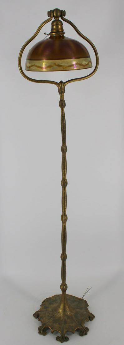 Tiffany Studios Gilt Bronze Harp Floor Lamp (1 of 12)