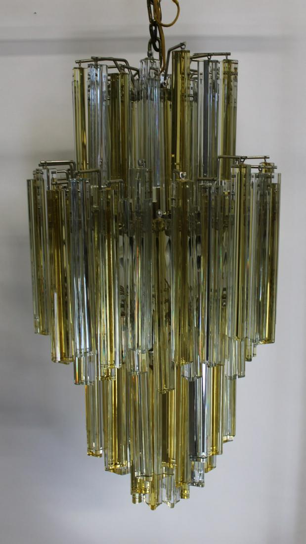 Midcentury Large Amber & Clear Camer Chandelier. (1 of 3)
