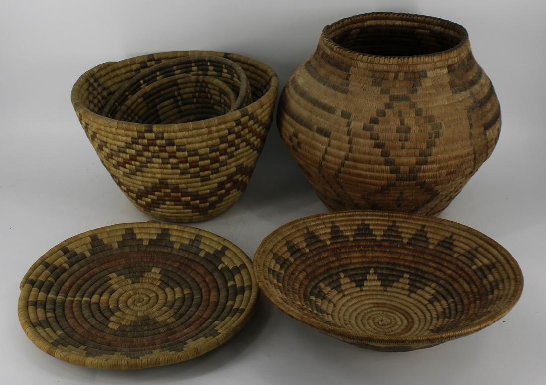 Lot Of 6 Native American Woven Baskets. (1 of 9)