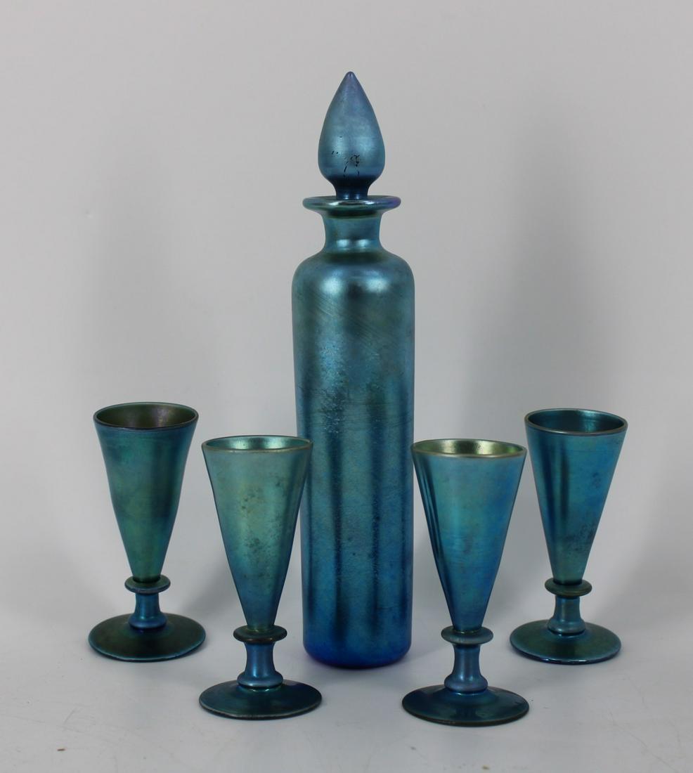 Steuben Aurene Decanter And Glasses. (1 of 4)