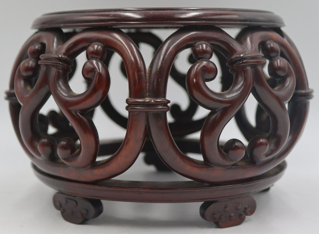 Large Carved Openwork Barrel Form Stand. (1 of 7)