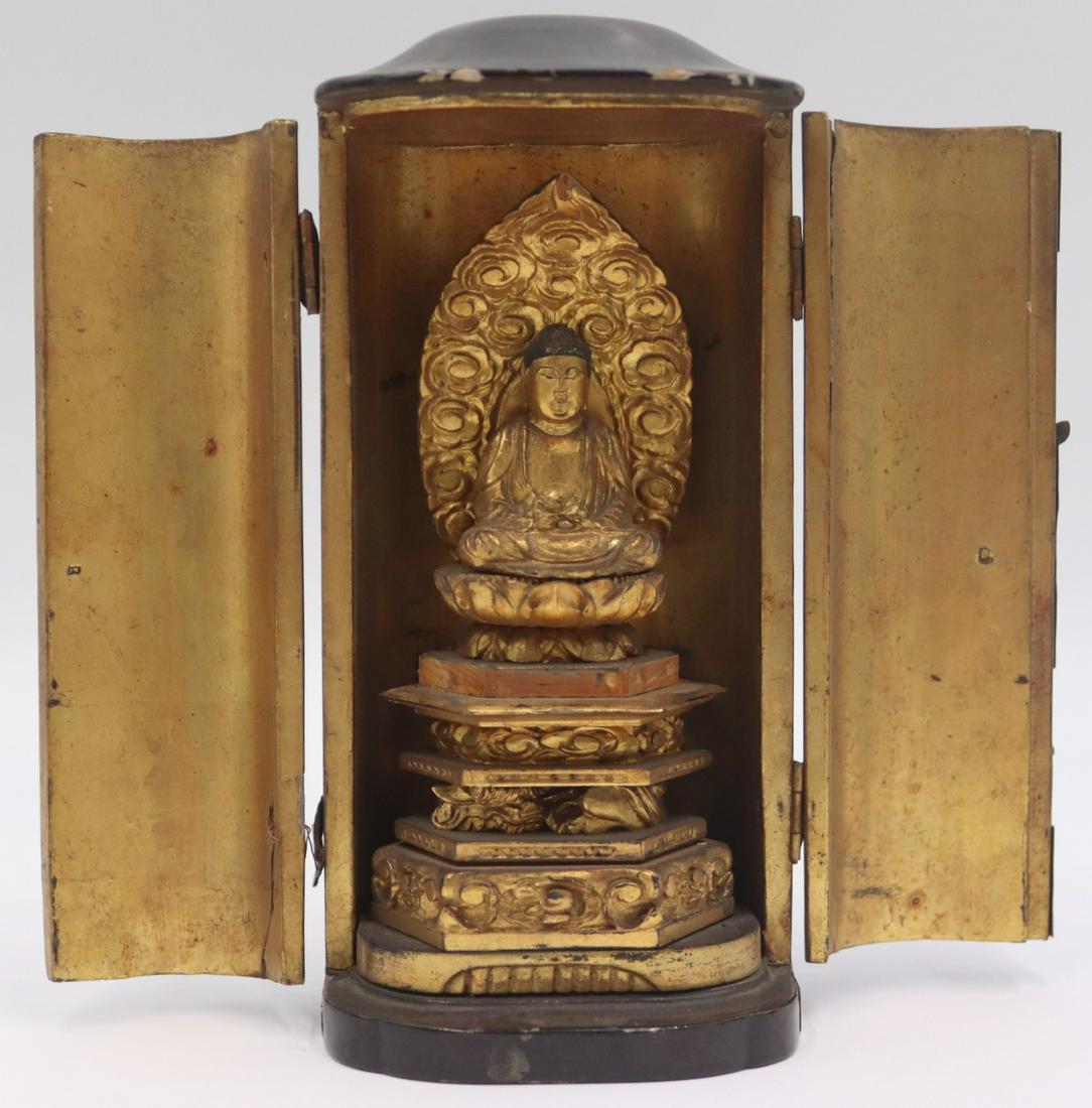 Asian Gilt Wood Traveling Buddhist Shrine. (1 of 11)