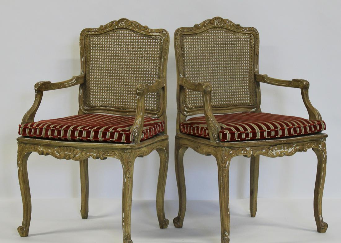An Antique Pair Of Louis XV Style Cane Back Arm (1 of 6)