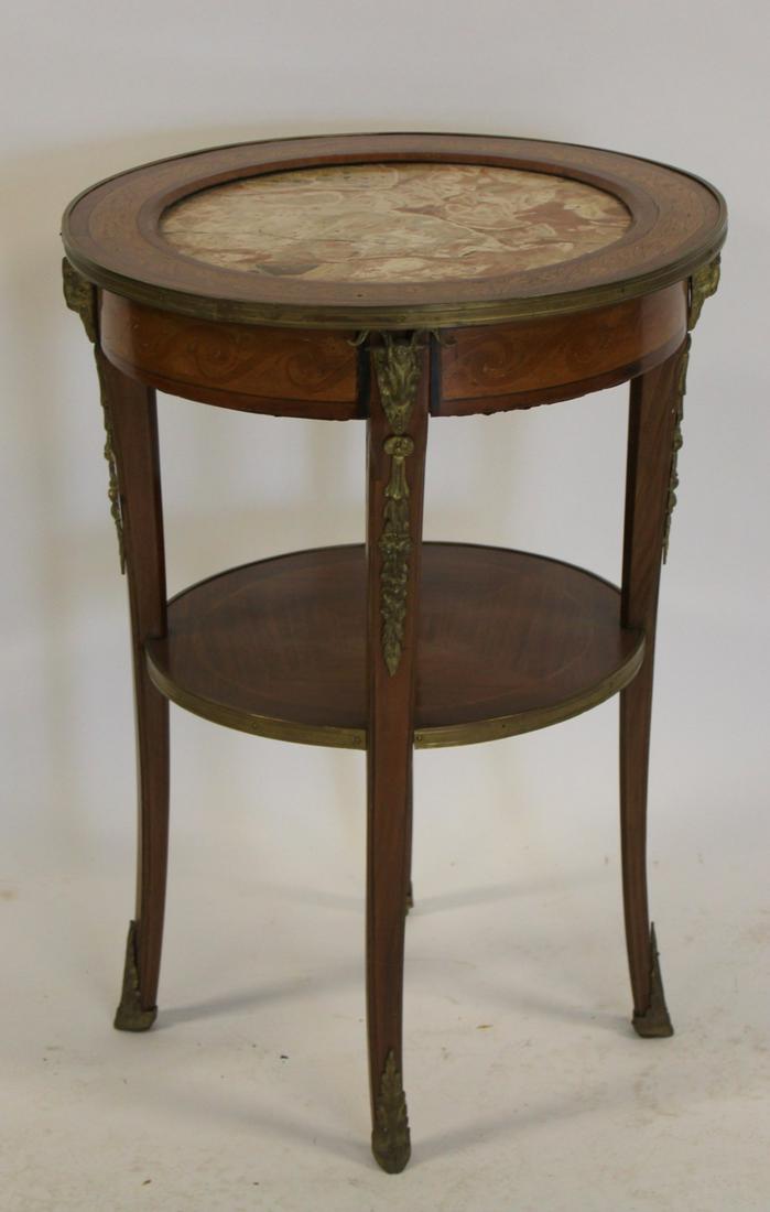 Antique Bronze Mounted Inlaid Table With Marble (1 of 6)