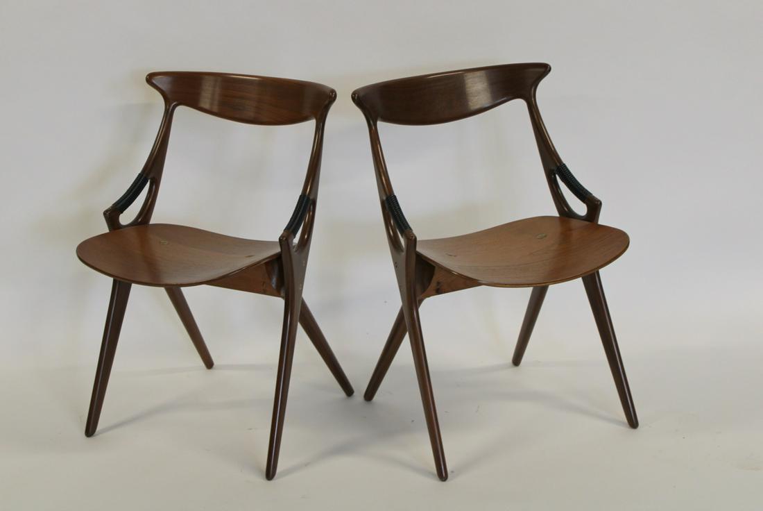 Midcentury Pair Of Mogens Kold Arm Chairs: From the Pelham Manor home of a collector. - Dimensions: 27.75" h x 19" w x 16" d