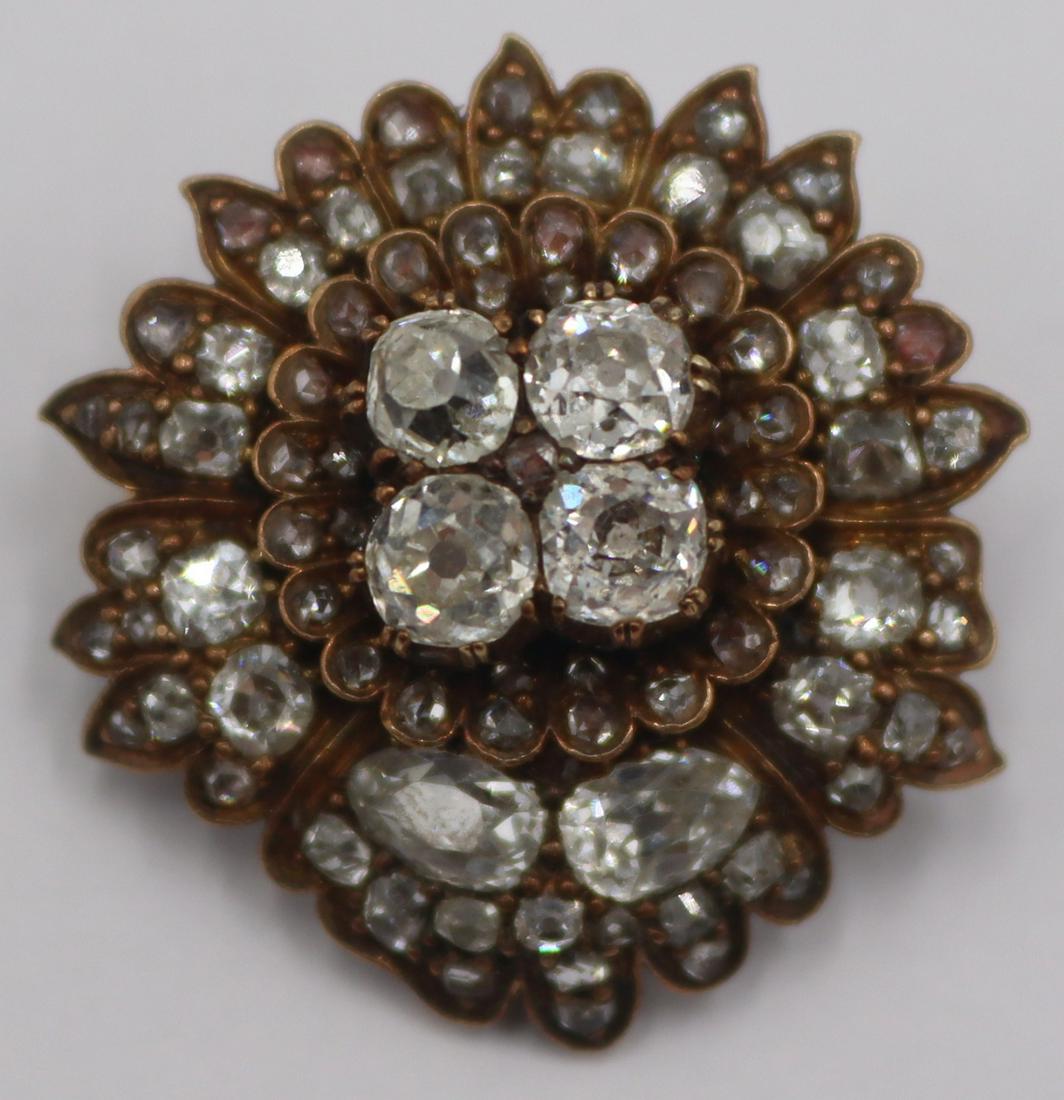JEWELRY. Antique 14kt Gold and Diamond Brooch. (1 of 9)