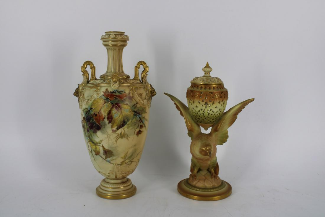Royal Worcester Vase & A Reticulated Eagle Vase (1 of 9)