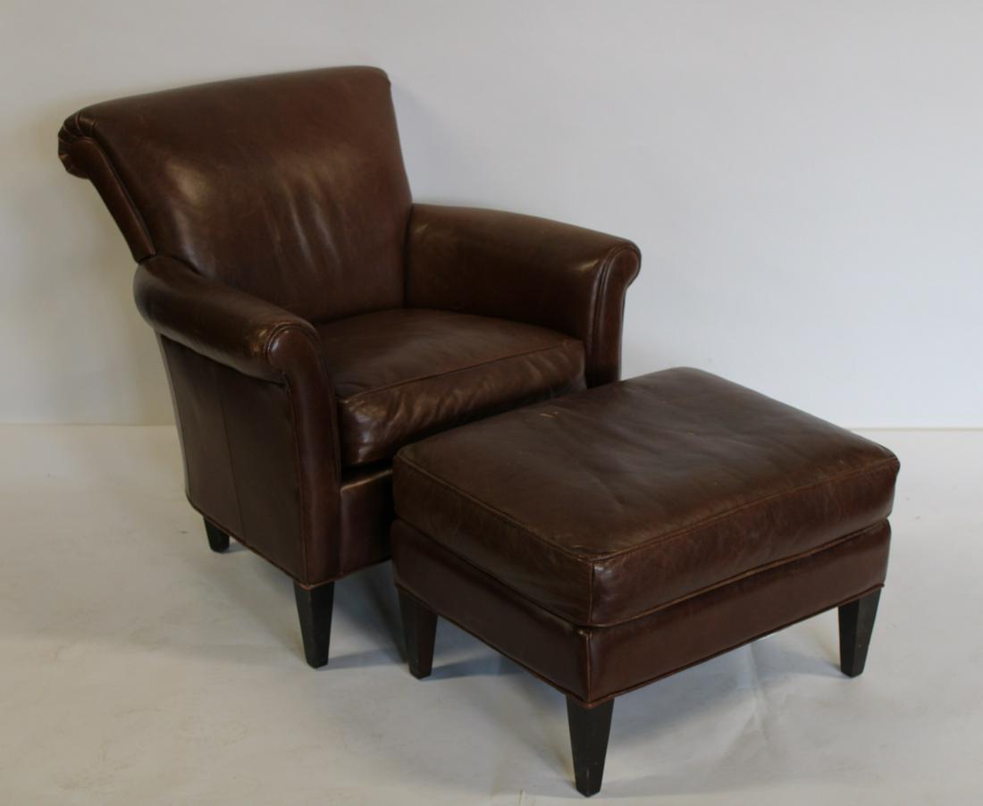 Vintage Leather Upholstered Club Chair & Ottoman (1 of 12)