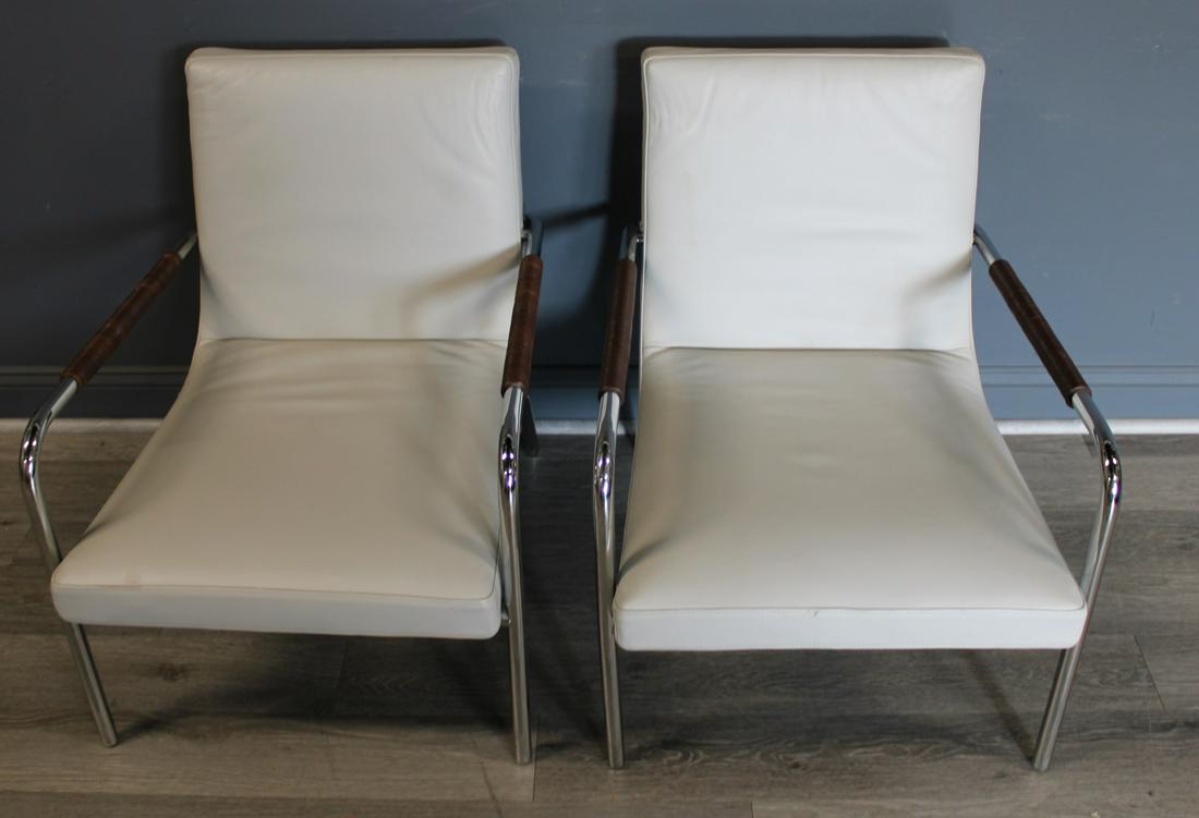 Ligne Roset Leather Upholstered Chrome Chairs. (1 of 6)