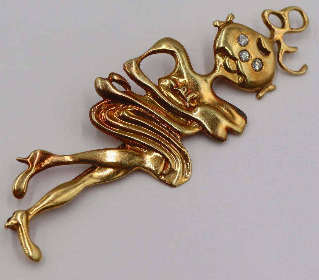 JEWELRY. 18kt Gold and Diamond Figural Brooch. (1 of 8)