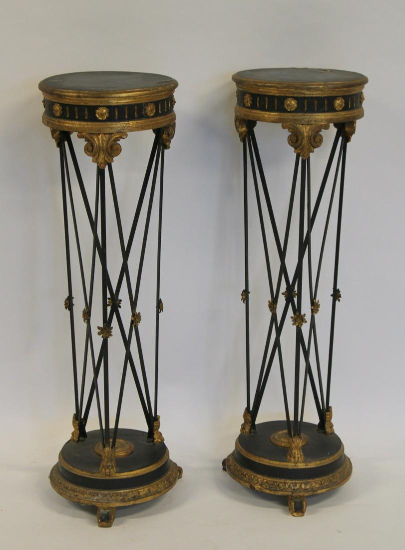 An Antique Pair Of Ebonized, Gilt And Paint (1 of 11)