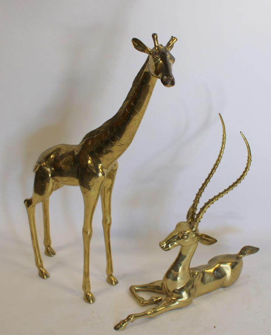 Vintage Brass Giraffe And An Antelope. (1 of 5)