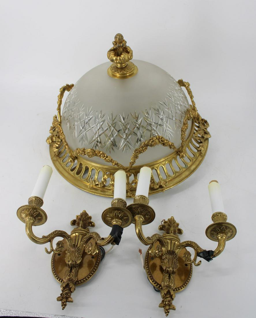 Vintage Gilt Bronze Chandelier And Sconces. (1 of 6)