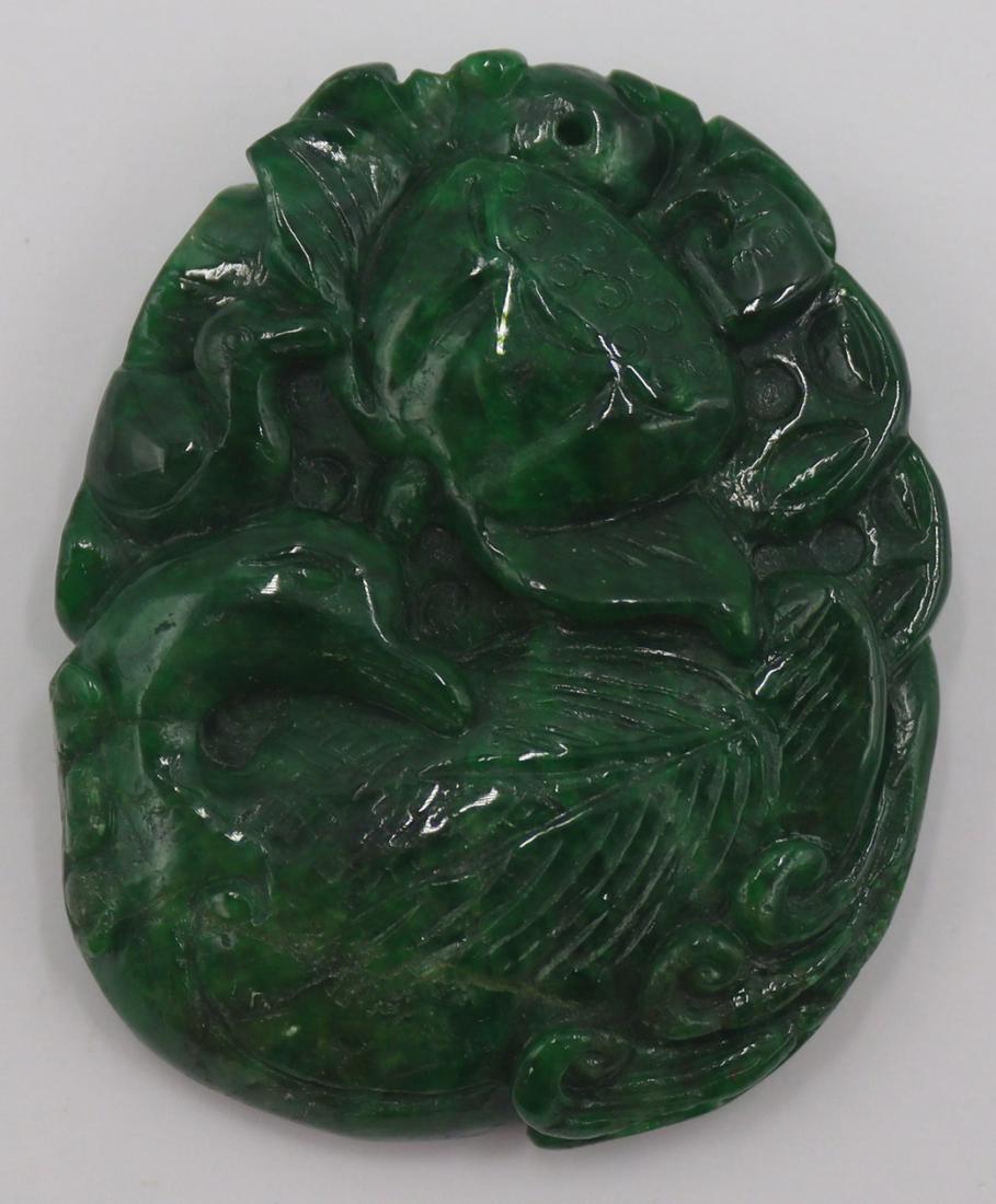 Carved Figural Jade Pendant. (1 of 7)