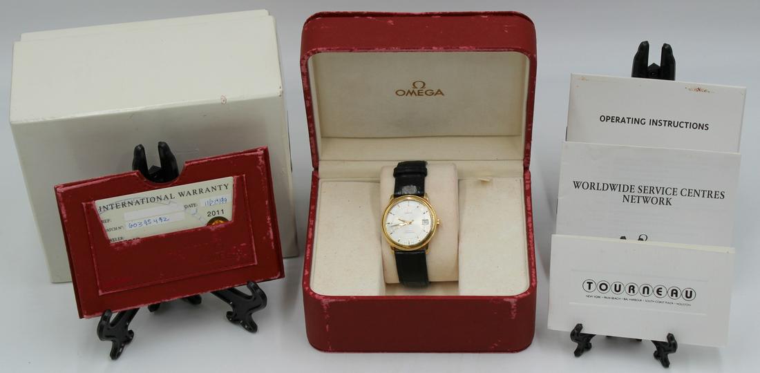 JEWELRY. Omega De Ville Prestige 18kt Gold Watch. (1 of 11)