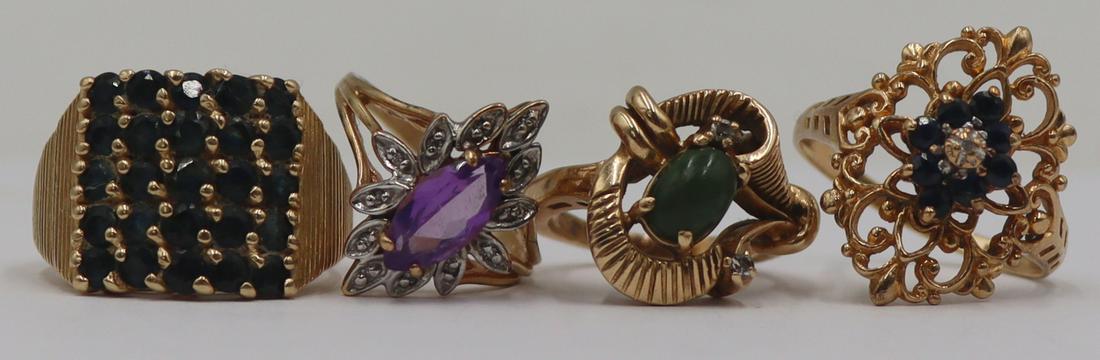 JEWELRY. 14kt and 10kt Gold and Colored Gem Rings. (1 of 9)