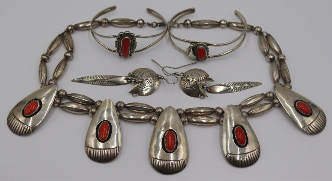 JEWELRY. Southwest Sterling and Coral Jewelry. (1 of 10)