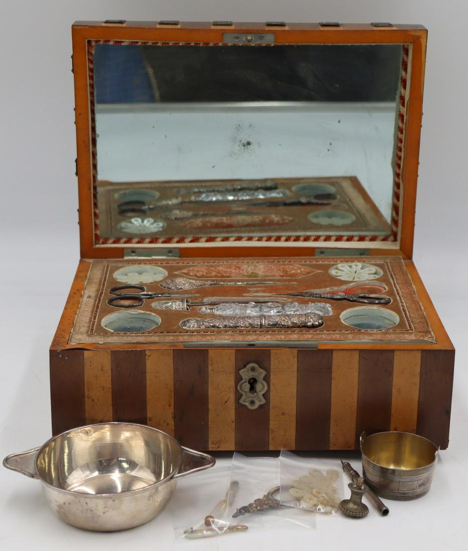 SILVER. French Sewing Chest with Accoutrements. (1 of 20)