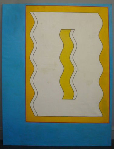 CAMACHO, Paul. 1969 Modernist Oil on Canvas.: Inscribed and dated verso. Paul Camacho, Puerto Rican, 1929-1989. The New York Times noted "Paul Camacho's geometric abstraction is precise and jaunty..." From the storage unit of Hiram Hoelzer, noted