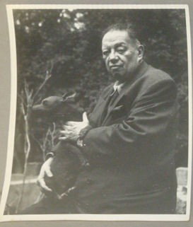 TIMBERMAN, Elizabeth. Photograph of Diego Rivera &: Dog. Artist's stamp and American Society of Magazine Photographer's stamp verso. Elizabeth Timberman, American- New York, 1908-1988. Timberman's photography can be found in Life magazine and the New Y