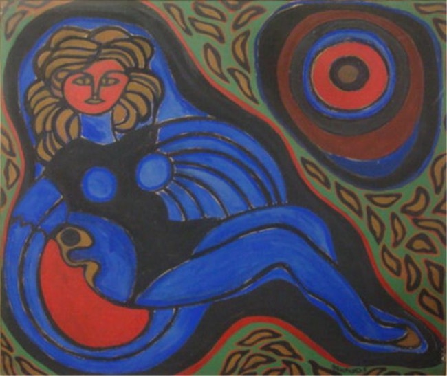 GAUDNEK, Walter. 1963 O/C "The Girl With the Red: Teddy Bear: Signed and dated lower right. Purchased by the Rye consignor at a Hudson River Museum auction. Walter Gaudnek, American, 1931 - . The New York Times noted "Walter Gaudnek first appeared in