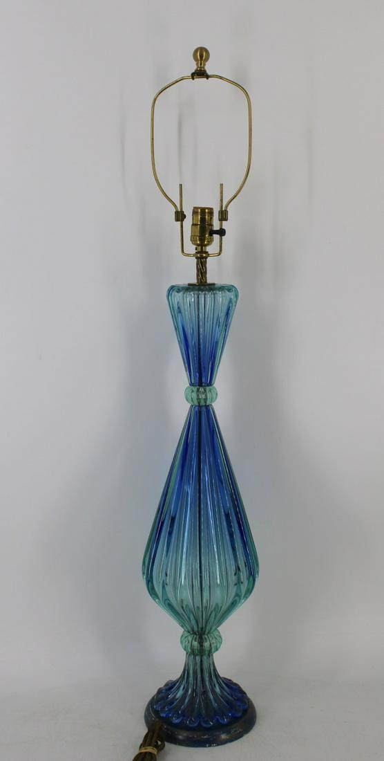 Midcentury Blue Murano Glass Lamp. (1 of 3)