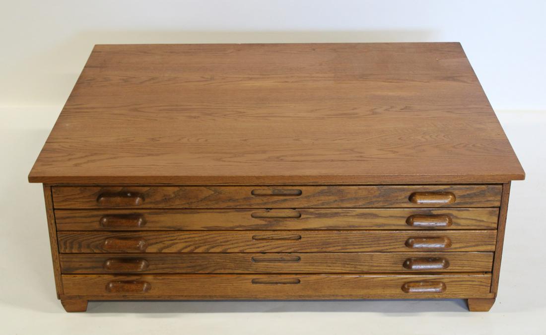 Antique 4 Drawer Oak Artists File Cabinet (1 of 8)