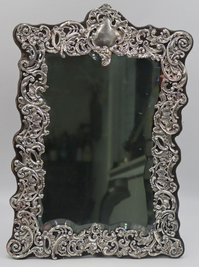 SILVER. Large English Silver Easel Back Mirror. (1 of 9)