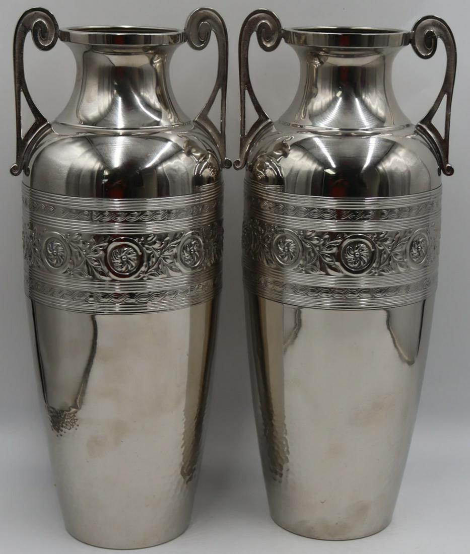 SILVERPLATE. Pair of German Silverplate Urns. (1 of 9)